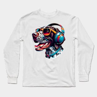 German Shorthaired Pointer Smiling DJ with Energetic Beats Long Sleeve T-Shirt